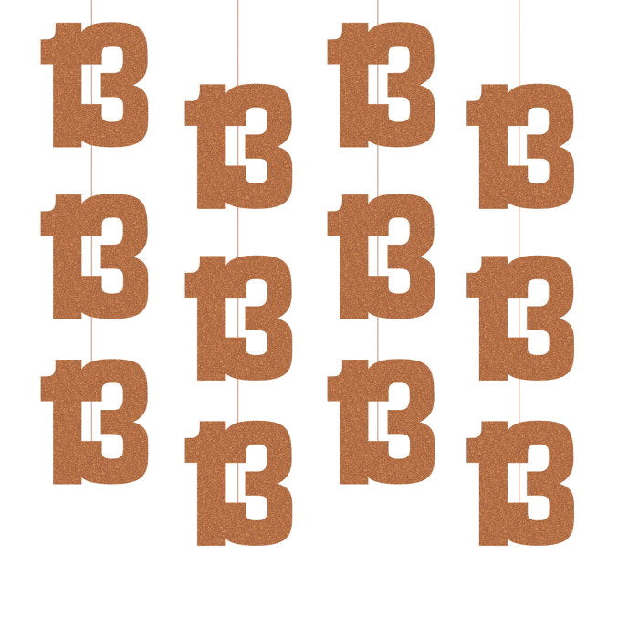 Rose Gold 13th Birthday Hanging String Decorations 6 Pack | Party Save Smile