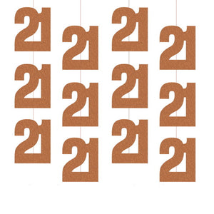 Rose Gold 21st Birthday Hanging String Decorations 6 Pack