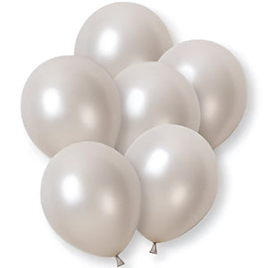 Pearl Silver Latex Balloons 12 Inch 8 Pack