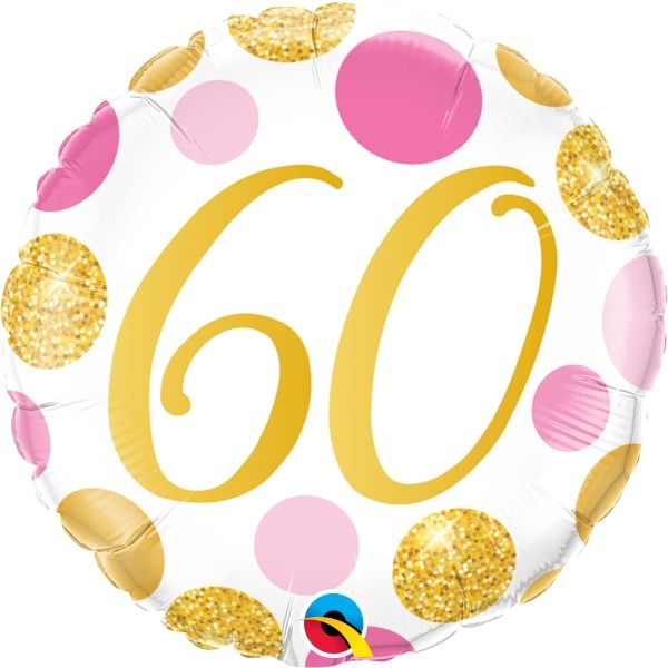 Pink and Gold 60th Birthday Foil Balloons 18 inches | Party Save Smile