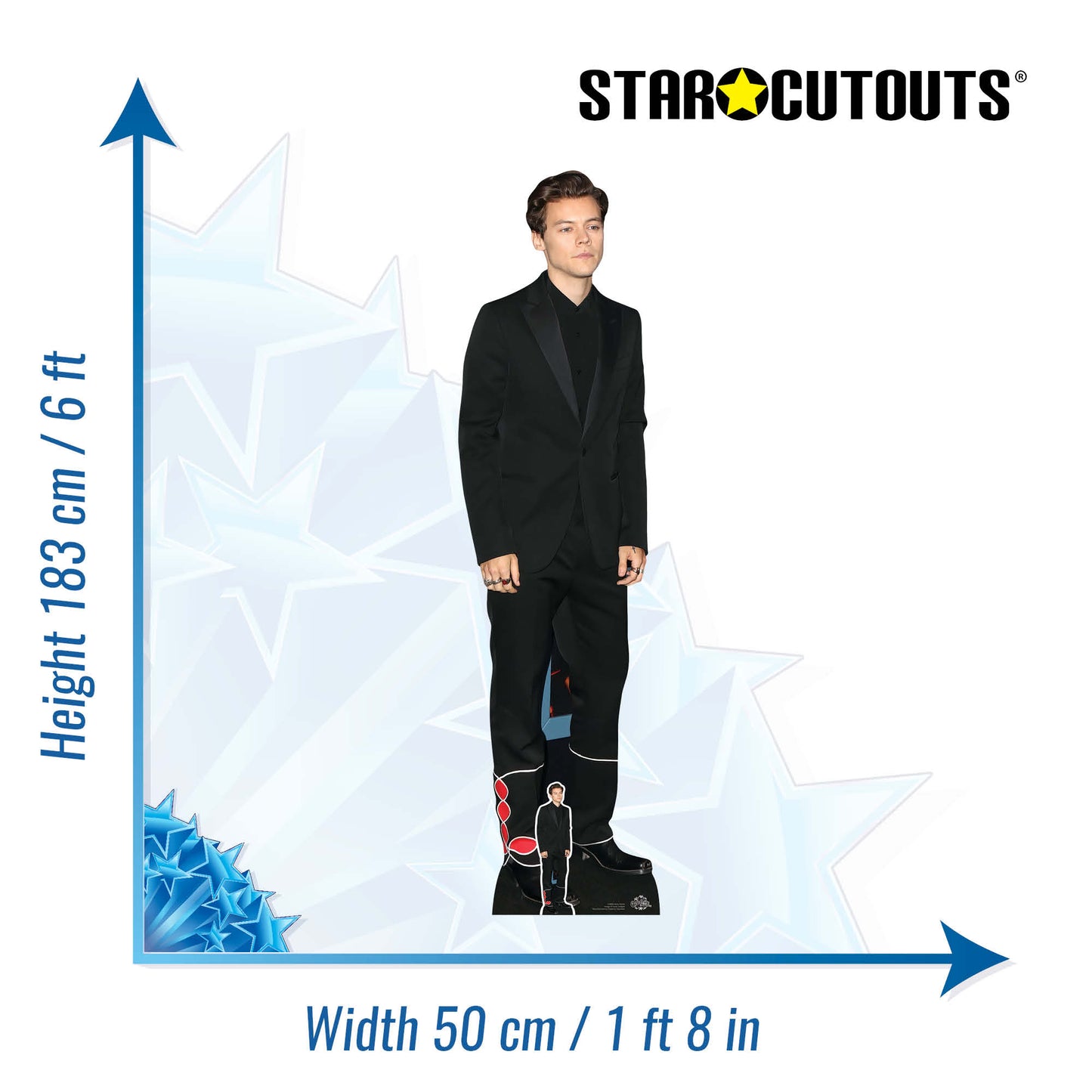 Cutout of Harry Style Black Suit Height 183cm Cardboard Cut Out With Mini