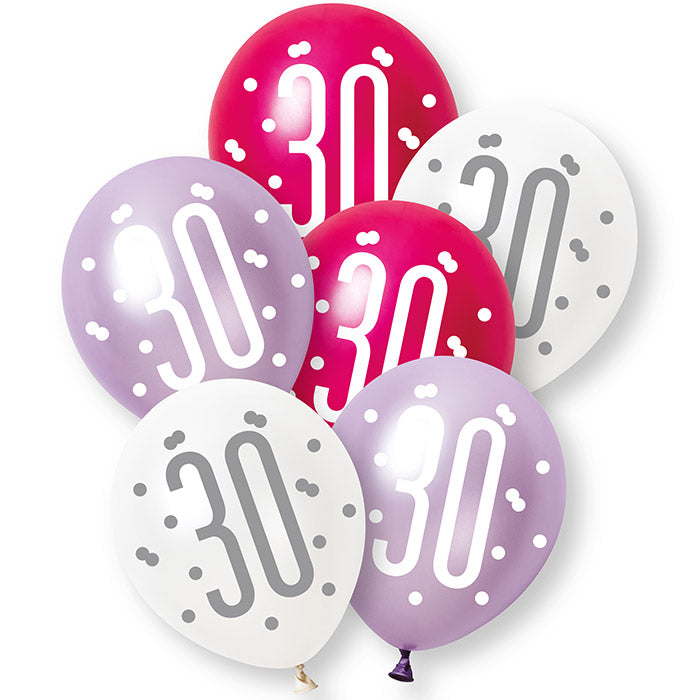 Pink Glitz 30th Birthday Party Pack: Tableware & Decoration Kit