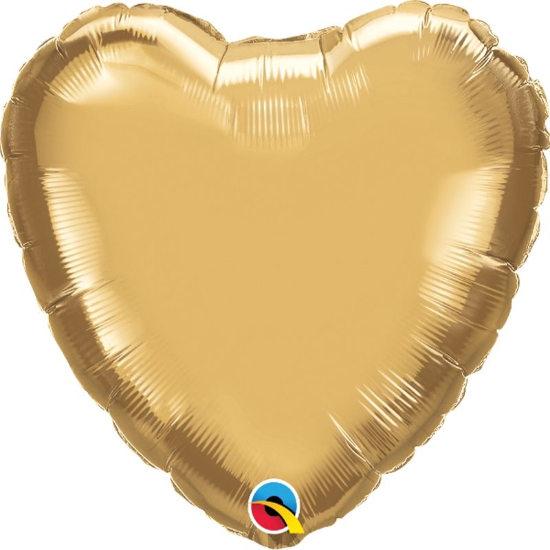 Chrome Gold Heart Foil Balloon Qualatex 18 Inch | Party Save Smile