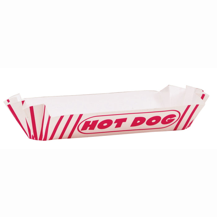 Red and White Striped Paper Hot Dog Tray 8 Pack | Party Save Smile