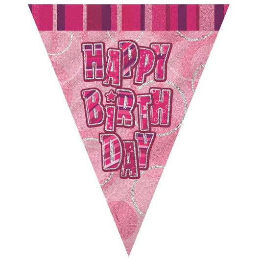 Pink & Silver Birthday Bunting | Party Save Smile