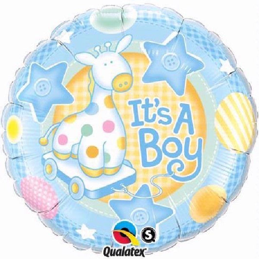 Blue Giraffe It's a Boy Foil Balloons 18 Inches | Party Save Smile