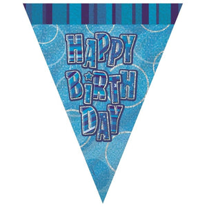 Blue & Silver Birthday Bunting 2.7 Metres