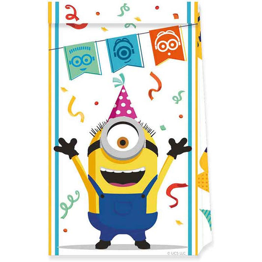 Minion Paper Party Bags 4 Pack  | Party Save Smile