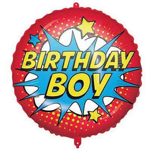 Superhero Inspired Birthday Boy Foil Balloon 18 inches