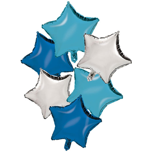 Mixed Blue and Silver Balloon Bunch