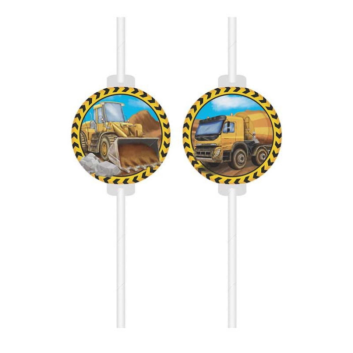 Construction Party Straws Pack of 4 | Party Save Smile