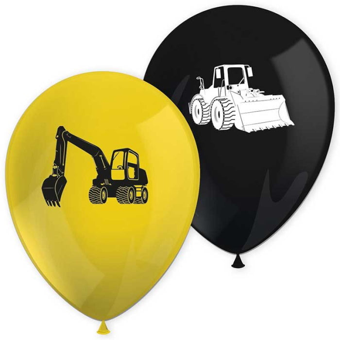 Construction Party Balloons Latex Pack of 8 | Party Save Smile