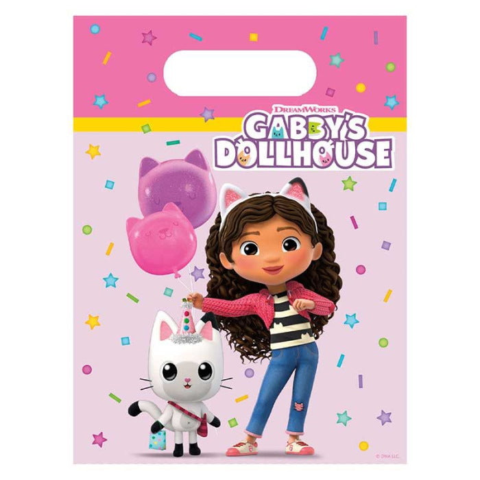 Gabby's Dollhouse Party Bags Plastic Pack of 6 | Party Save Smile