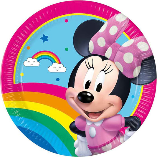 Minnie Mouse Party Plates 8 Pack 23cm (Rainbow) | Party Save Smile