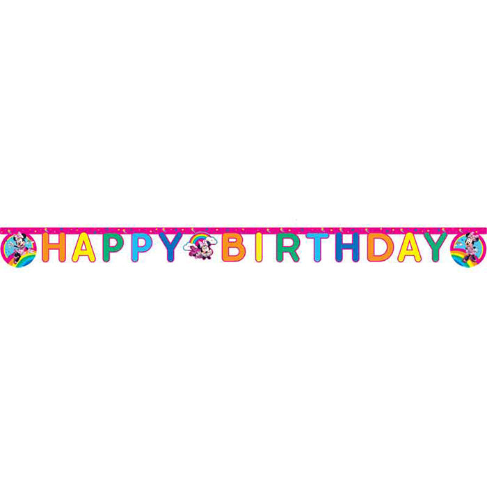 Minnie Mouse Birthday Banner 2 metres (Rainbow) | Party Save Smile