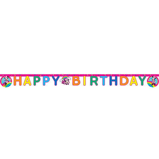 Minnie Mouse Birthday Banner 2 metres (Rainbow) | Party Save Smile