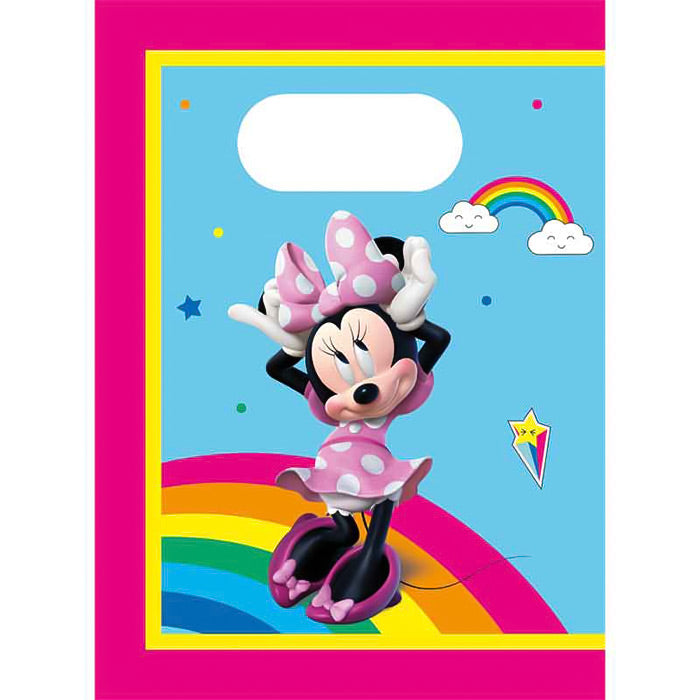 Minnie Mouse Paper Party Bags 4 Pack (Rainbow) | Party Save Smile