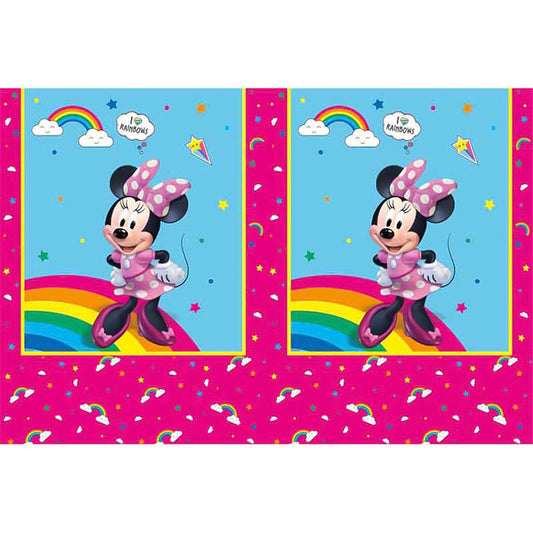 Minnie Mouse Table Cover Plastic (Rainbow) | Party Save Smile