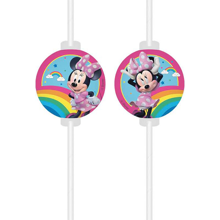 Minnie Mouse Paper Party Straws 4 Pack (Rainbow) | Party Save Smile