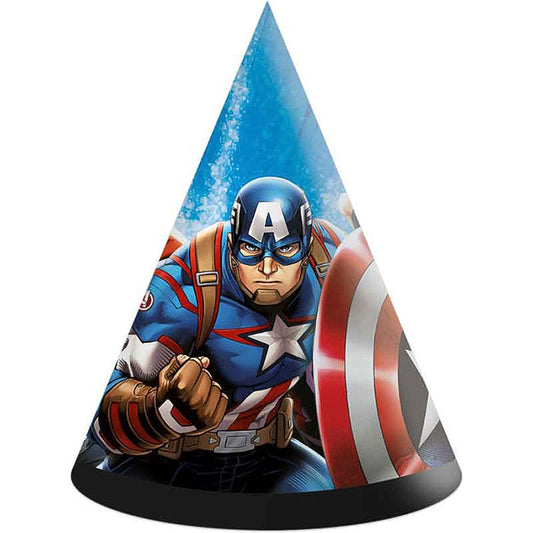 Avengers Party Hats 6 Pack (Evergreen) | Party Save Smile