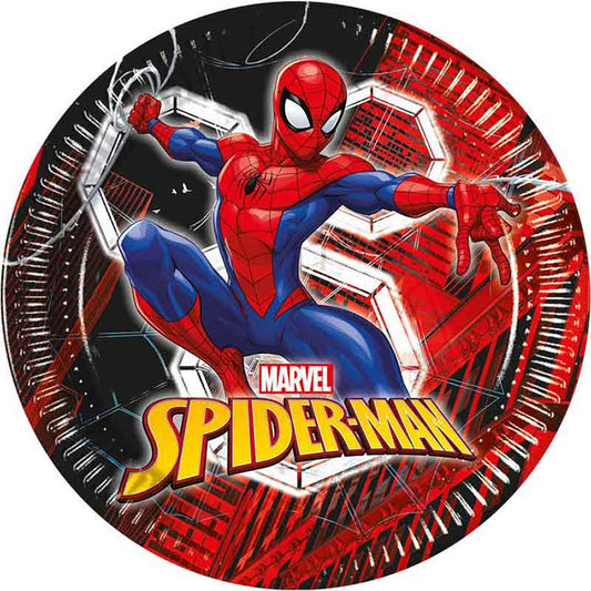 Spiderman Birthday Party Plates 8 Pack 23cm (World of Webs) | Party Save Smile