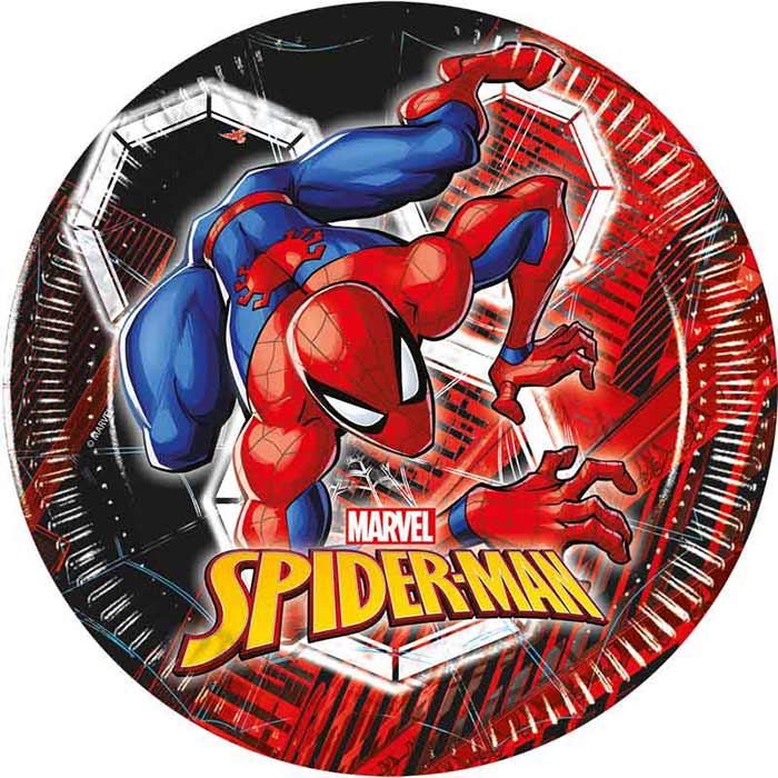 Spiderman Party Plates 8 Pack 20cm (World of Webs) | Party Save Smile