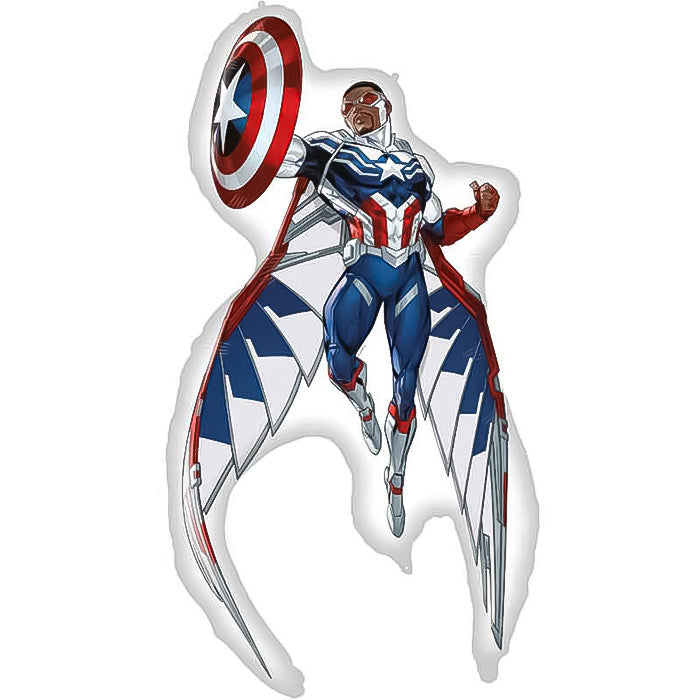 Captain America Sam Wilson Shaped Foil Balloon 36 Inches | Party Save Smile