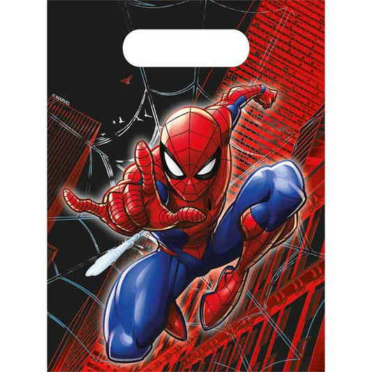 Spiderman Plastic Party Bags 6 Pack (World of Webs) | Party Save Smile