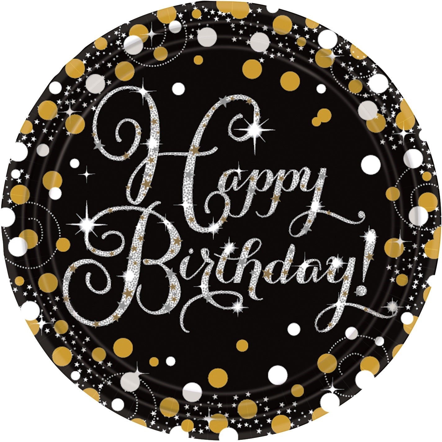 70th Birthday Plates and Napkins Pack - Gold Sparkle - Party Save Smile
