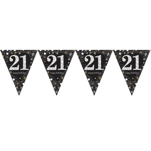 Gold Sparkling 21st Birthday Bunting 4 Metres