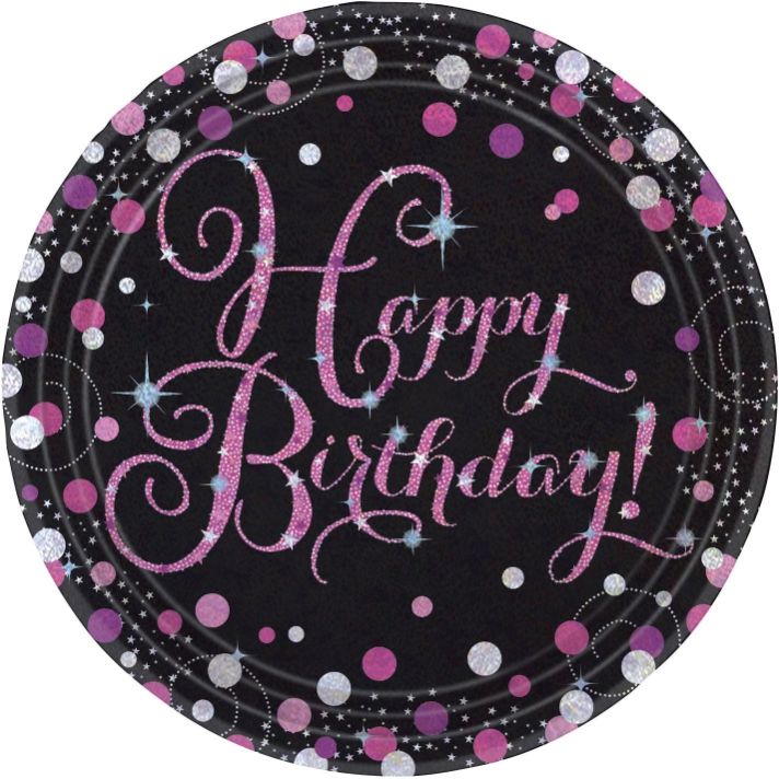 Pink & Black Birthday Party Pack: Tableware Party Kit