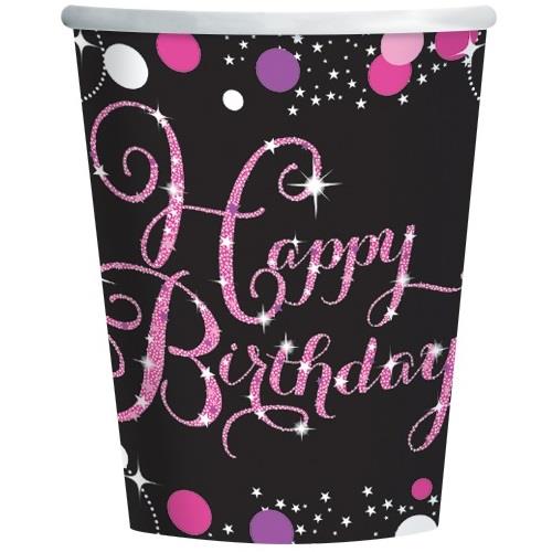 Pink & Black Birthday Party Pack: Tableware Party Kit