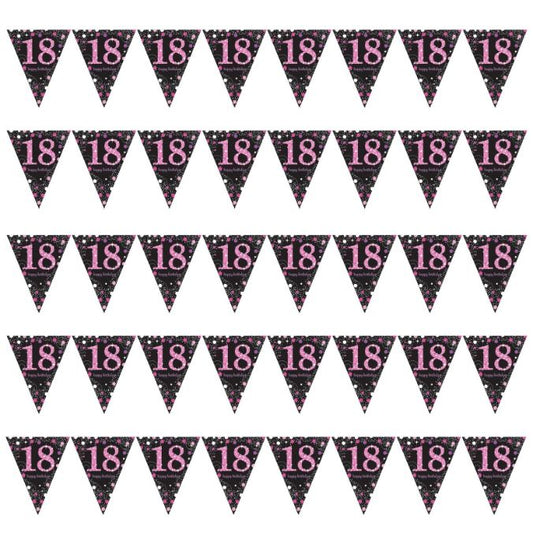 Pink Sparkle 18th Birthday Flag Banner | Bunting