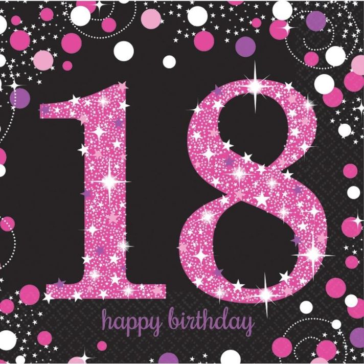 Pink Sparkle 18th Birthday Party Napkins