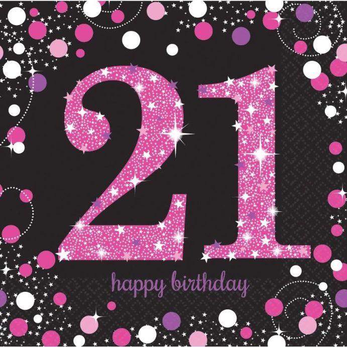 Pink Black 21st Birthday Pack: Kit with Decorations and Balloons