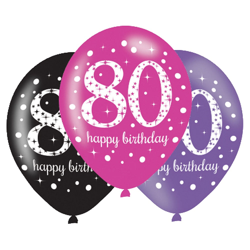 80th Birthday Party Packs - Pink & Black