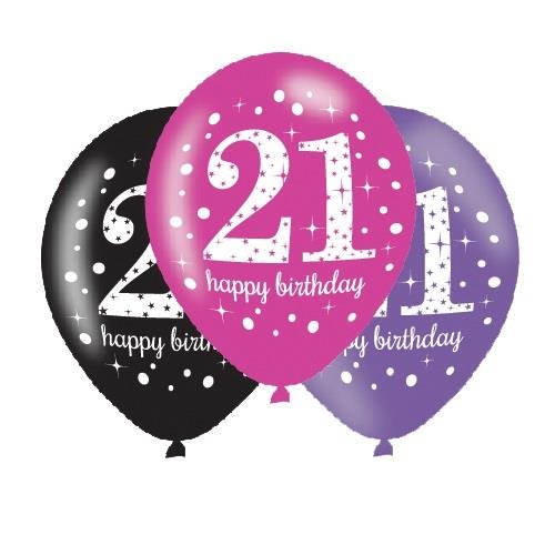 Pink Black 21st Birthday Pack: Kit with Decorations and Balloons
