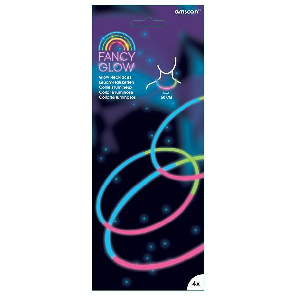 Fancy Glow Sticks: Glow in the Dark Necklace 4 Pack | Party Save Smile