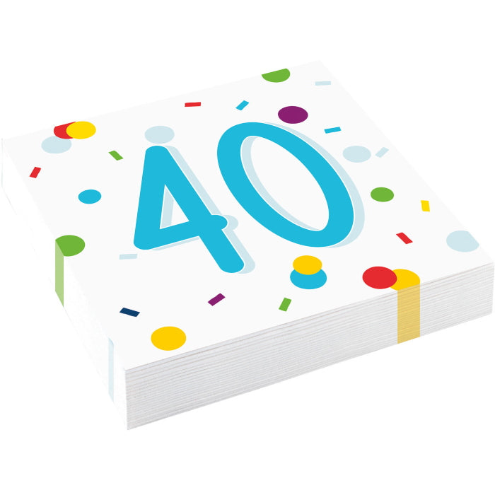 Rainbow 40th Birthday Plates and Napkins: Tableware Party Kit