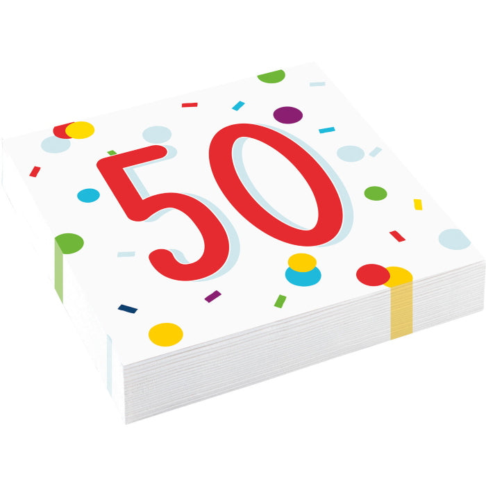 Rainbow 50th Birthday Plates and Napkins: Tableware Party Kit