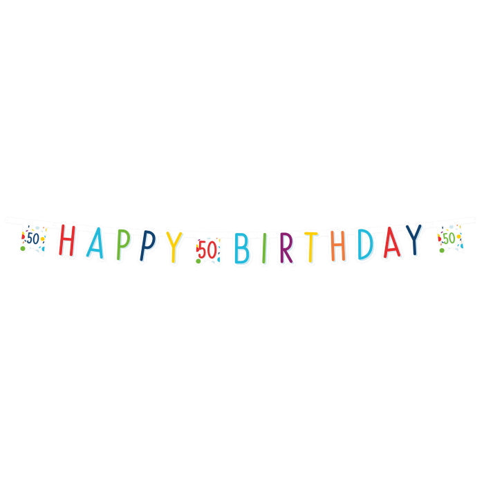Rainbow 50th Birthday Plates and Napkins: Tableware Party Kit