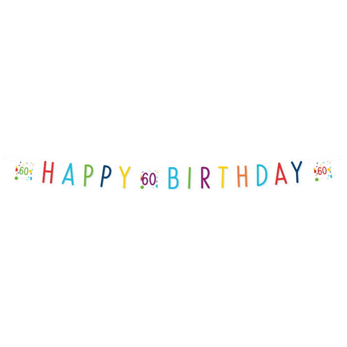 Rainbow 60th Birthday Party Pack: Kit with Tableware & Decor