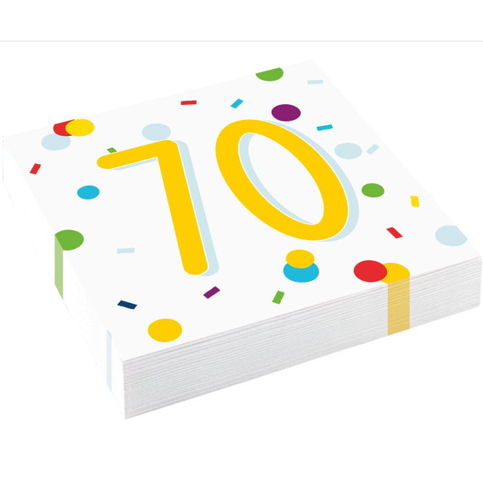 Rainbow 70th Birthday Party Kit: Tableware & Decorations Pack