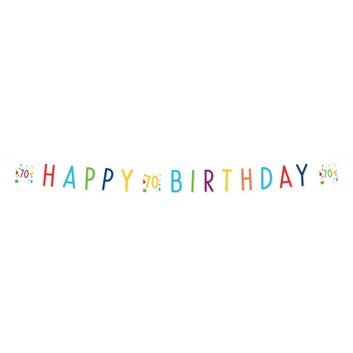 Rainbow 70th Birthday Party Kit: Tableware & Decorations Pack