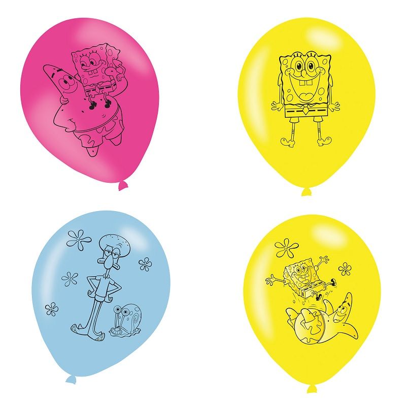 Spongebob Squarepants Latex Balloons Pack of 6 | Party Save Smile