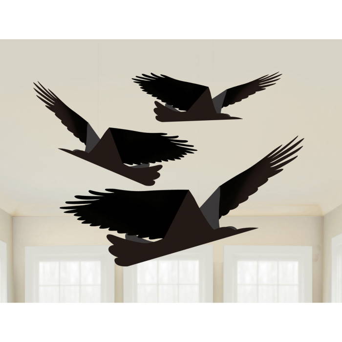 Halloween Raven Decorations Pack of 3 | Party Save Smile