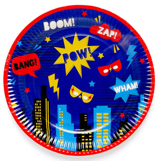 Superhero Party Plates 23cm Pack of 8 | Party Save Smile