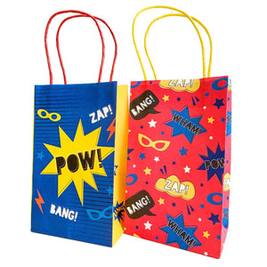Superhero Party Paper Favour Loot Bags Pack of 8