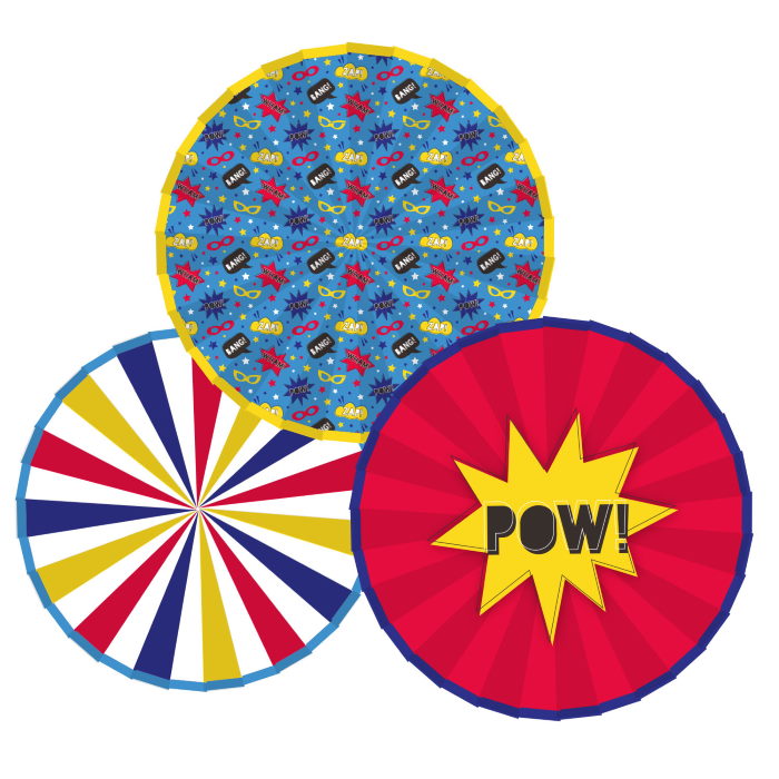 Superhero Fan Hanging Decorations Pack of 3 | Party Save Smile