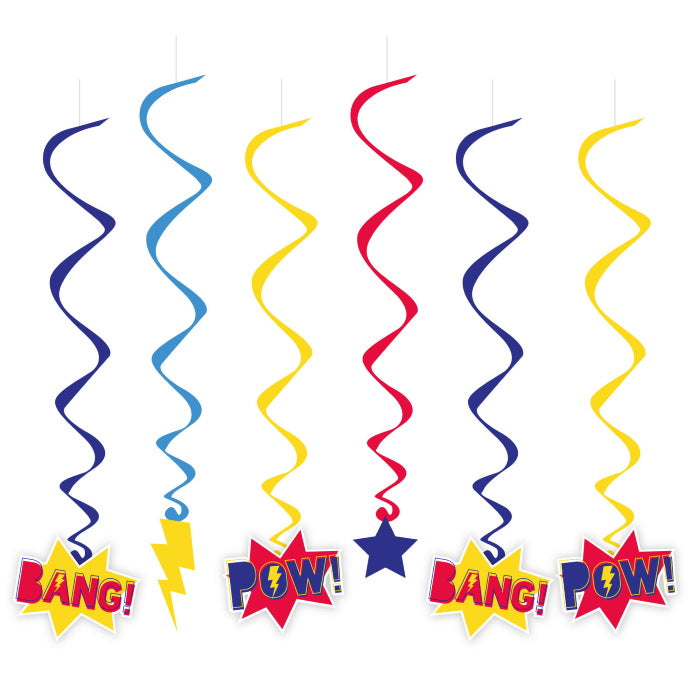 Superhero Hanging Decorations Pack of 6 | Party Save Smile